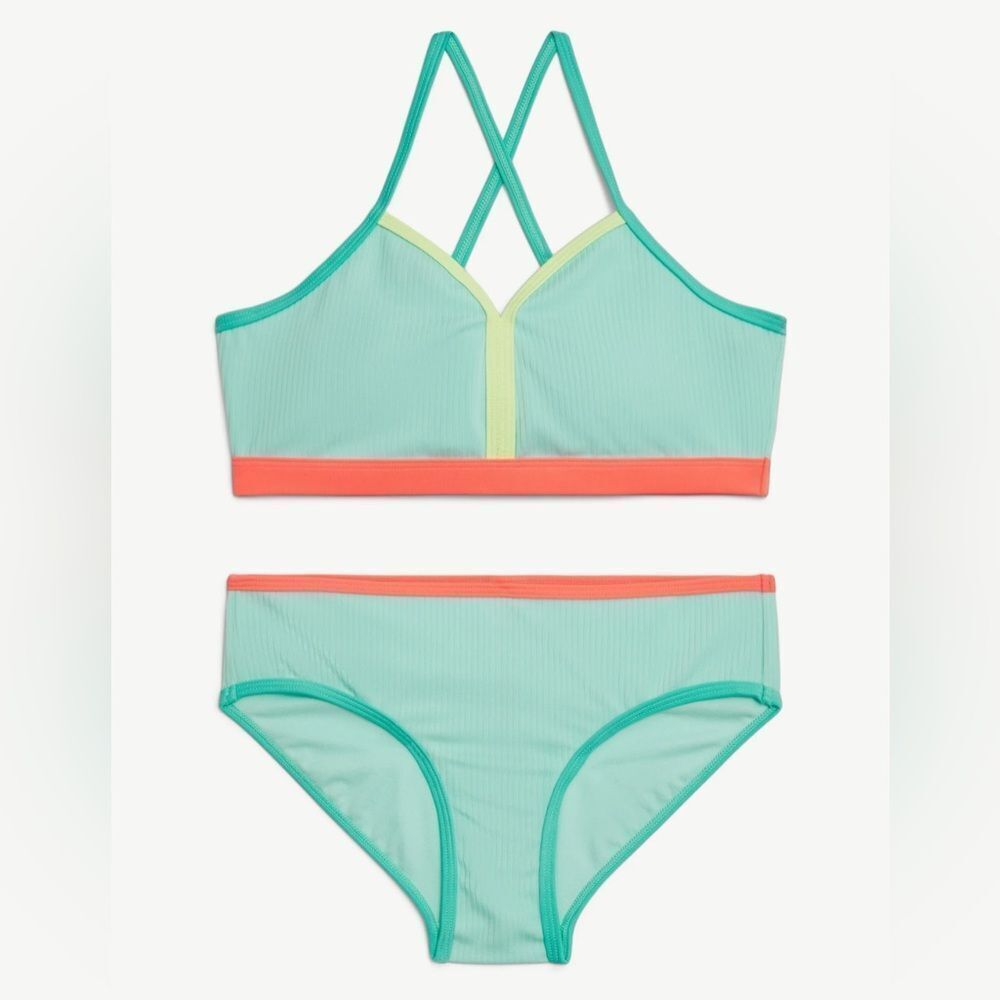 Justice Girls 2pc Bikini Blue & Pink Set(Size Small 7/8)